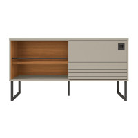 Manhattan Comfort 491921 Loft 47.24 Modern TV Stand with Steel Legs in Off White and Wood